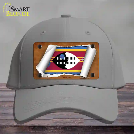 Swaziland Flag Scroll Novelty License Plate Hat Cotton / Gray