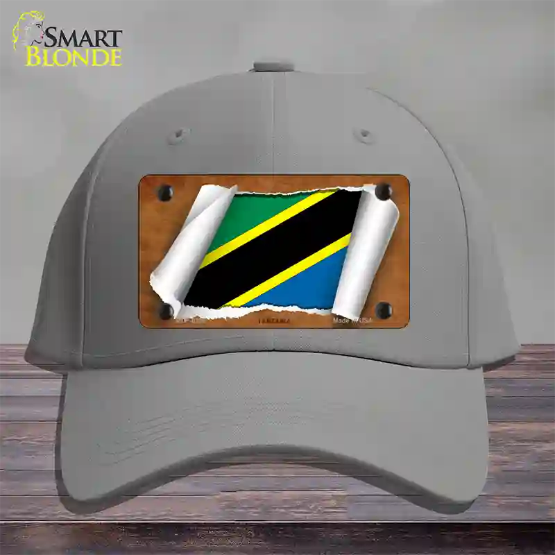 Tanzania Flag Scroll Novelty License Plate Hat Cotton / Gray