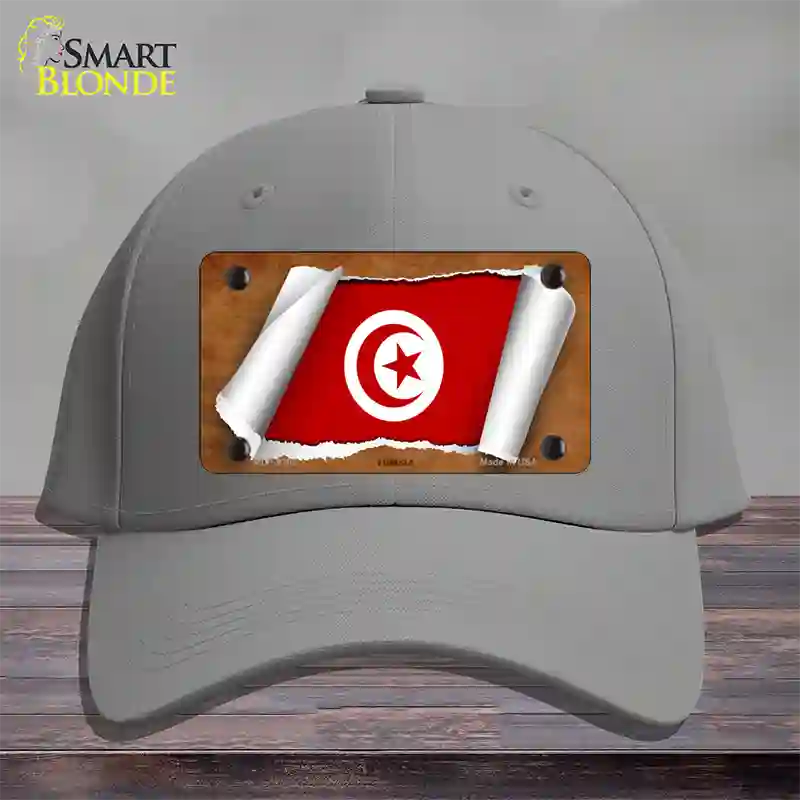 Tunisia Flag Scroll Novelty License Plate Hat Cotton / Gray