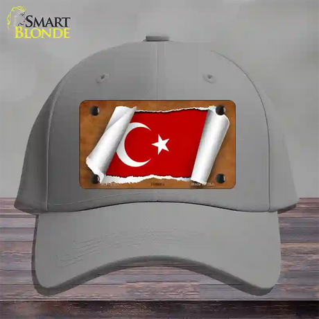 Turkey Flag Scroll Novelty License Plate Hat Cotton / Gray