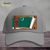 Turkmenistan Flag Scroll Novelty License Plate Hat Cotton / Gray