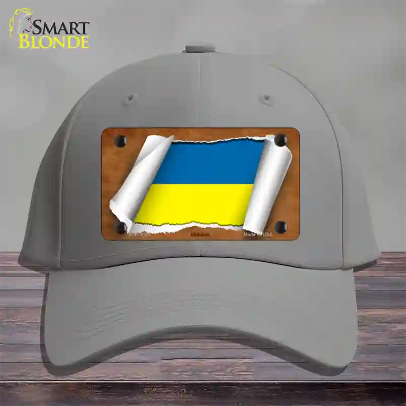 Ukraine Flag Scroll Novelty License Plate Hat Cotton / Gray