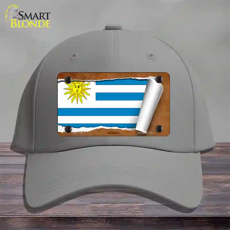 Uruguay Flag Scroll Novelty License Plate Hat Cotton / Gray