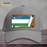 Uzbekistan Flag Scroll Novelty License Plate Hat Cotton / Gray