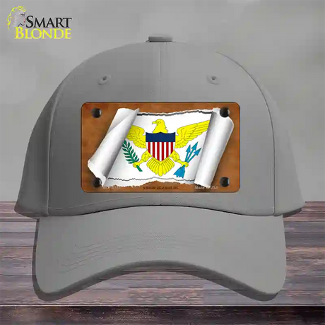 Virgin Islands US Flag Scroll Novelty License Plate Hat Cotton / Gray