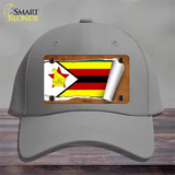 Zimbabwe Flag Scroll Novelty License Plate Hat Cotton / Gray