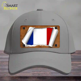 France Flag Scroll Novelty License Plate Hat Cotton / Gray