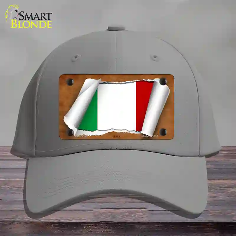 Italy Flag Scroll Novelty License Plate Hat Cotton / Gray