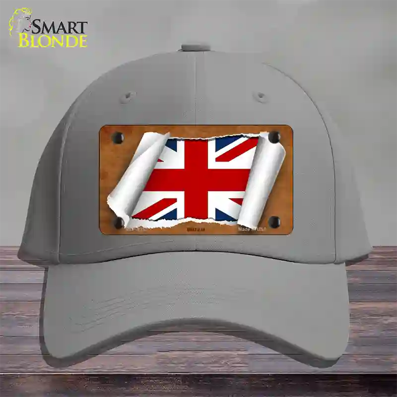 Britain Flag Scroll Novelty License Plate Hat Cotton / Gray