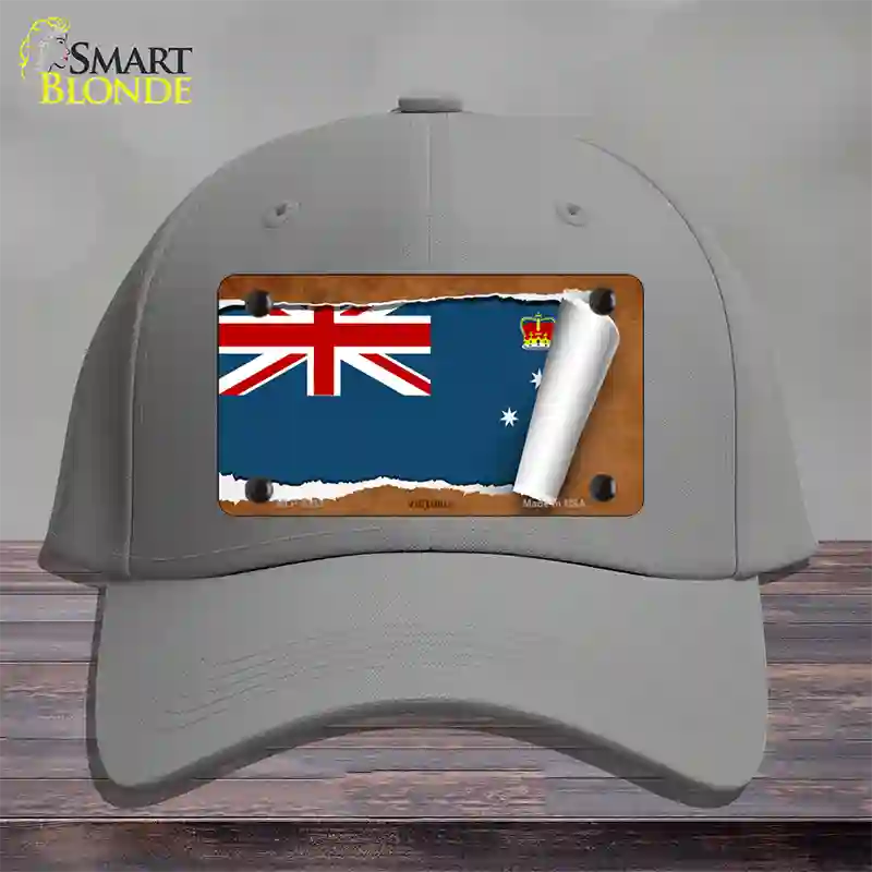 Victoria Flag Scroll Novelty License Plate Hat Cotton / Gray