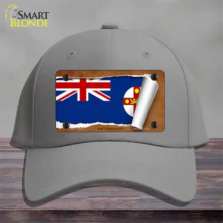 New South Wales Flag Scroll Novelty License Plate Hat Cotton / Gray