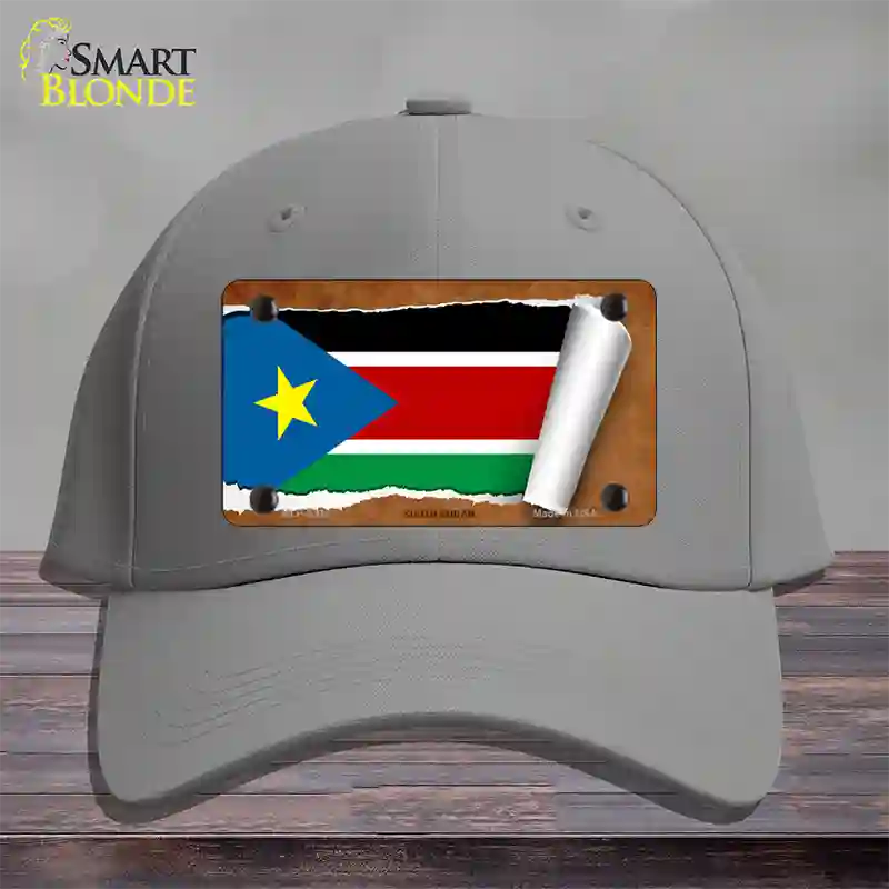 South Sudan Flag Scroll Novelty License Plate Hat Cotton / Gray