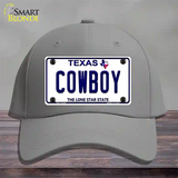 Cowboy Texas White Novelty License Plate Hat Cotton / Gray