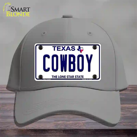 Cowboy Texas White Novelty License Plate Hat Cotton / Gray