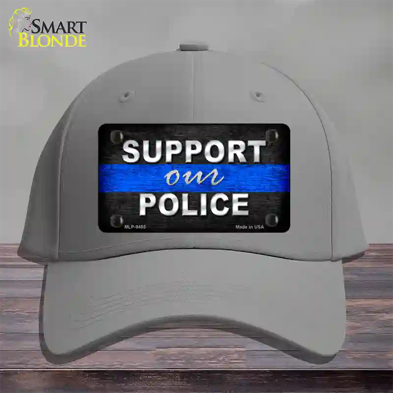 Support Our Police Novelty License Plate Hat Cotton / Gray