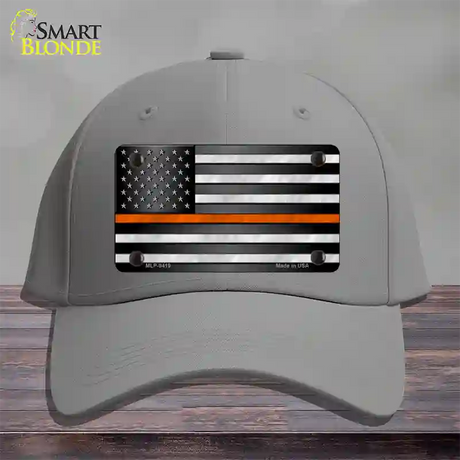 American Flag Thin Orange Line Novelty License Plate Hat Cotton / Gray