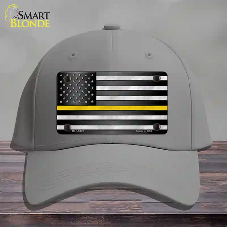 American Flag Thin Yellow Line Novelty License Plate Hat Cotton / Gray