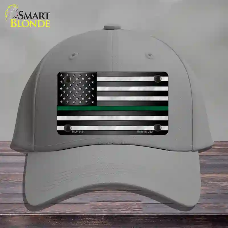 American Flag Thin Green Line Novelty License Plate Hat Cotton / Gray