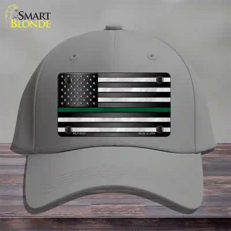 American Flag Thin Green Line Novelty License Plate Hat Cotton / Gray