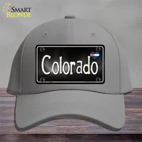 Colorado Flag Script Novelty License Plate Hat Cotton / Gray