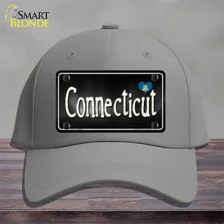 Connecticut Flag Script Novelty License Plate Hat Cotton / Gray