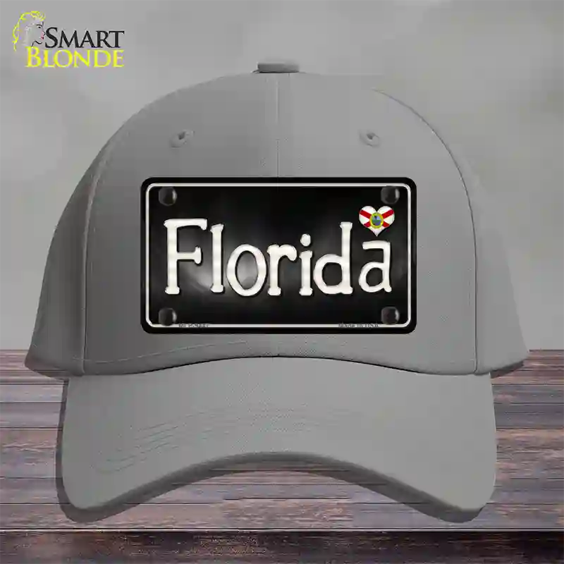 Florida Flag Script Novelty License Plate Hat Cotton / Gray