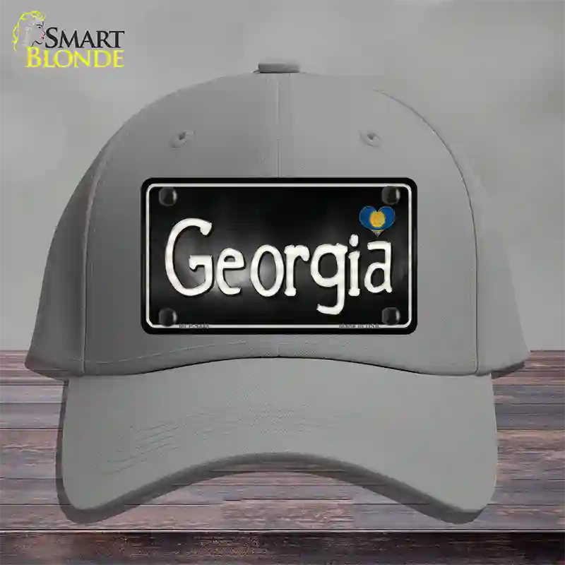 Georgia Flag Script Novelty License Plate Hat Cotton / Gray