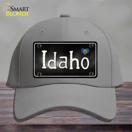 Idaho Flag Script Novelty License Plate Hat Cotton / Gray