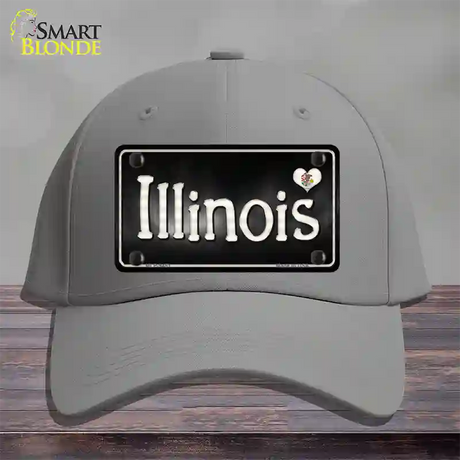 Illinois Flag Script Novelty License Plate Hat Cotton / Gray