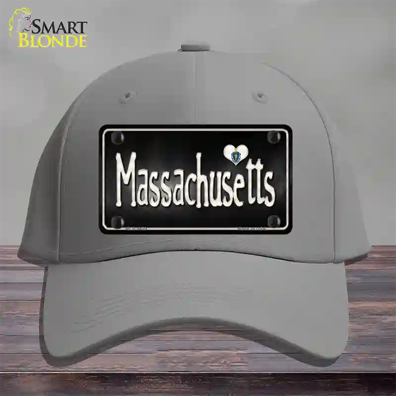 Massachusetts Flag Script Novelty License Plate Hat Cotton / Gray