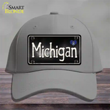 Michigan Flag Script Novelty License Plate Hat Cotton / Gray