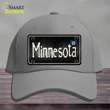 Minnesota Flag Script Novelty License Plate Hat Cotton / Gray