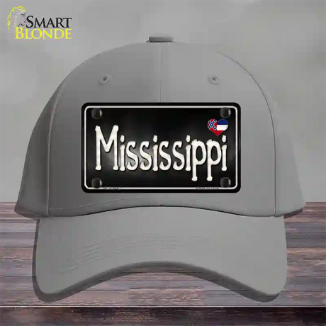 Mississippi Flag Script Novelty License Plate Hat Cotton / Gray