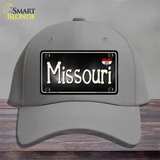 Missouri Flag Script Novelty License Plate Hat Cotton / Gray