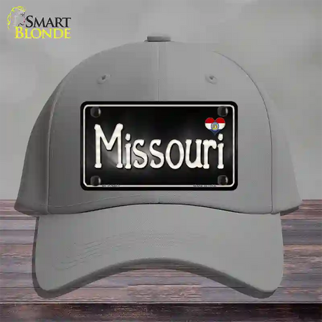 Missouri Flag Script Novelty License Plate Hat Cotton / Gray