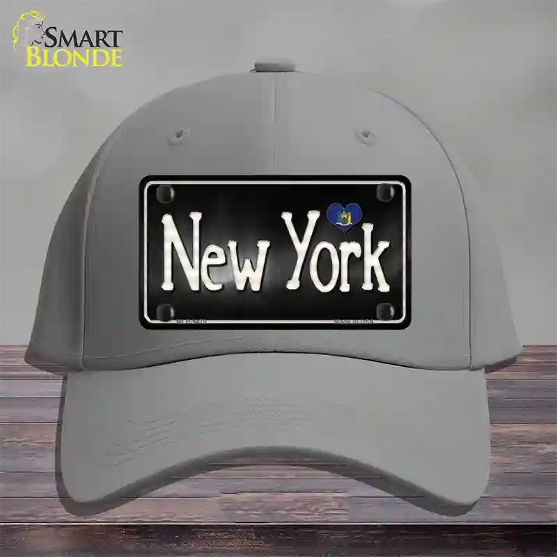 New York Flag Script Novelty License Plate Hat Cotton / Gray