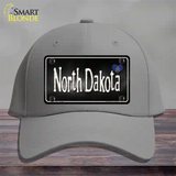 North Dakota Flag Script Novelty License Plate Hat Cotton / Gray