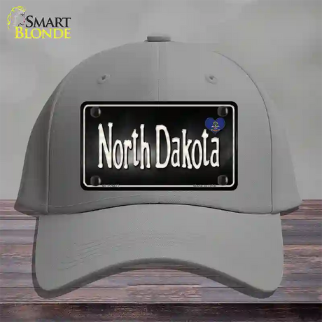 North Dakota Flag Script Novelty License Plate Hat Cotton / Gray