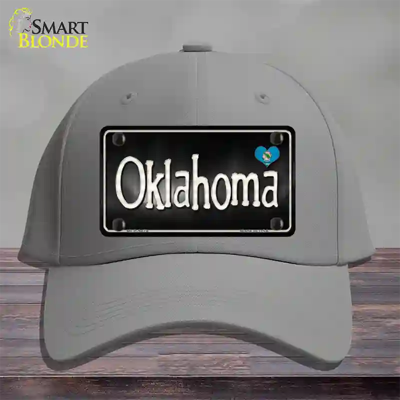 Oklahoma Flag Script Novelty License Plate Hat Cotton / Gray