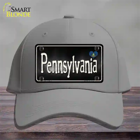 Pennsylvania Flag Script Novelty License Plate Hat Cotton / Gray