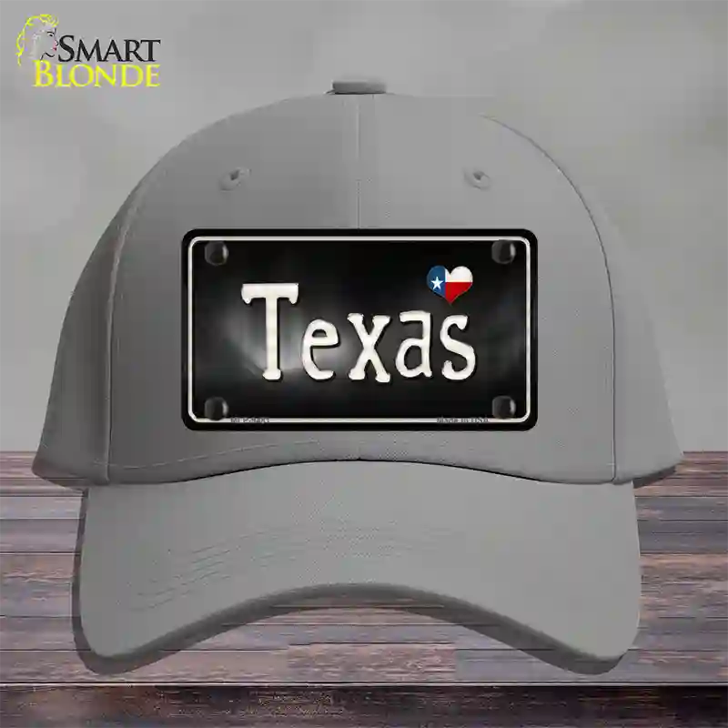 Texas Flag Script Novelty License Plate Hat Cotton / Gray