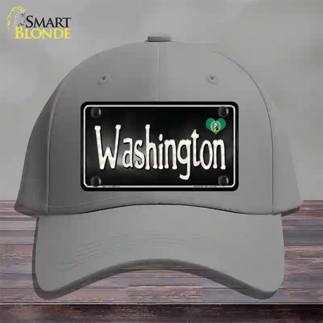 Washington Flag Script Novelty License Plate Hat Cotton / Gray