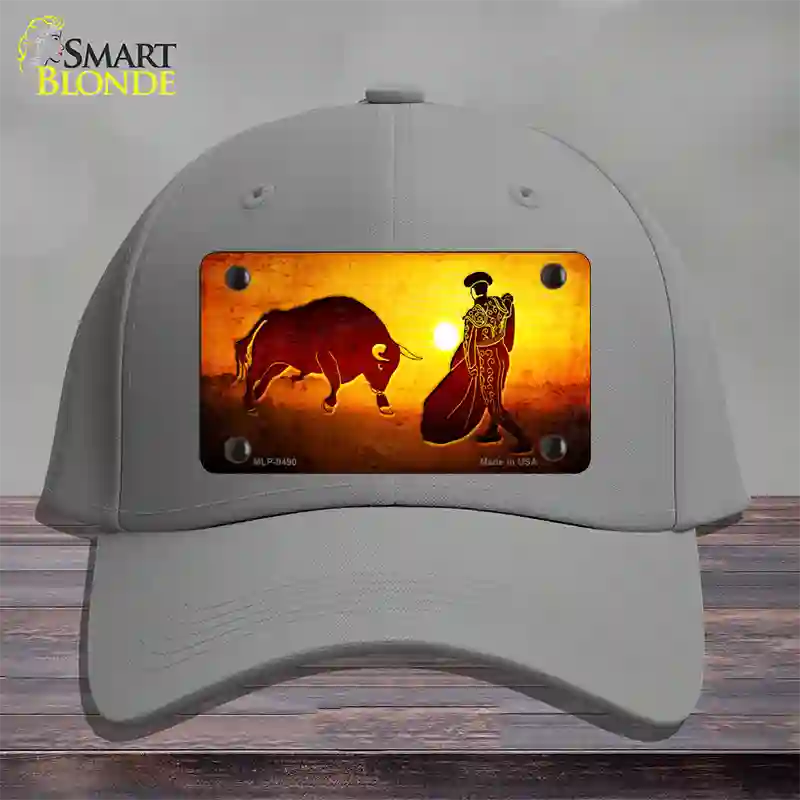 Bullfight With Sun Novelty License Plate Hat Cotton / Gray