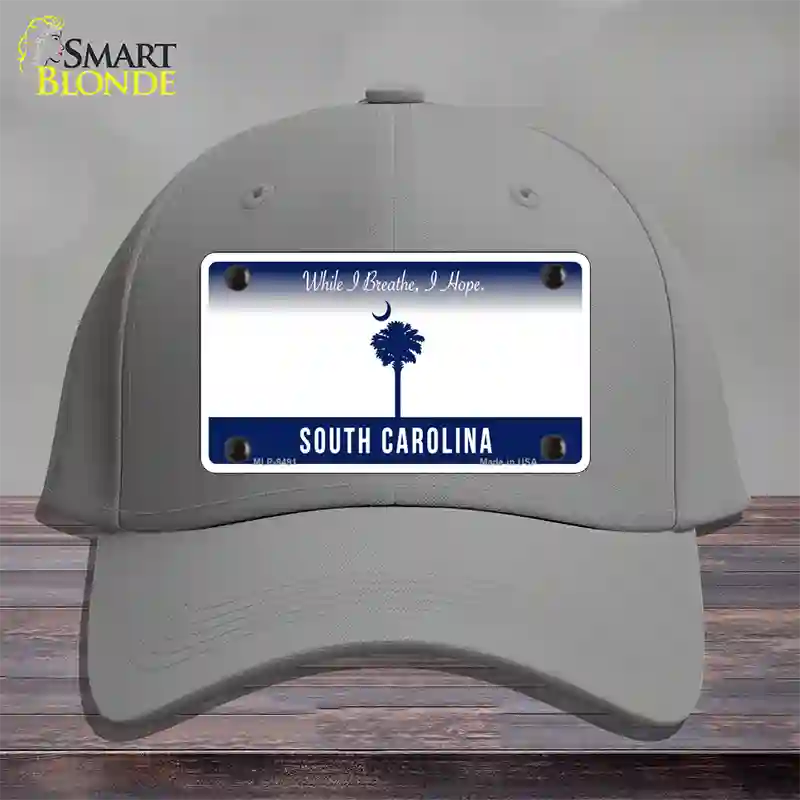 South Carolina I Breathe Blank Novelty License Plate Hat Cotton / Gray