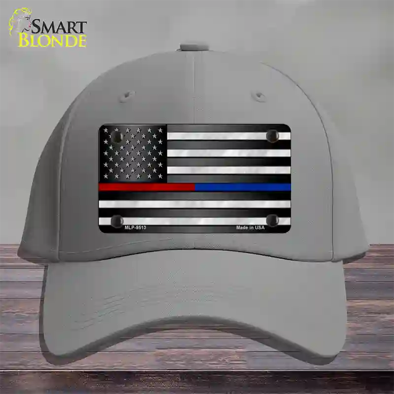 American Flag Police / Fire Novelty License Plate Hat Cotton / Gray