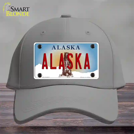 Alaska State Novelty License Plate Hat Cotton / Gray