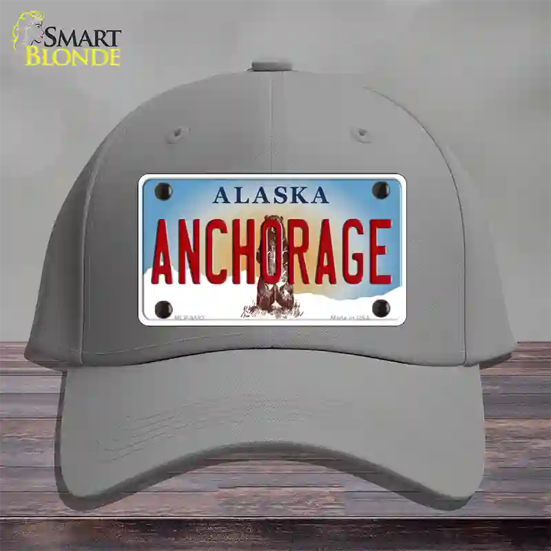 Anchorage Alaska State Novelty License Plate Hat Cotton / Gray