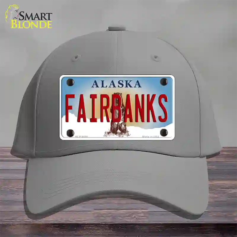 Fairbanks Alaska State Novelty License Plate Hat Cotton / Gray