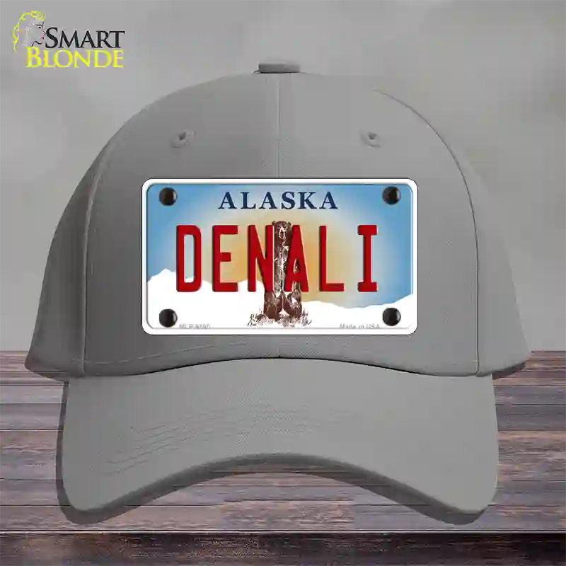 Denali Alaska State Novelty License Plate Hat Cotton / Gray