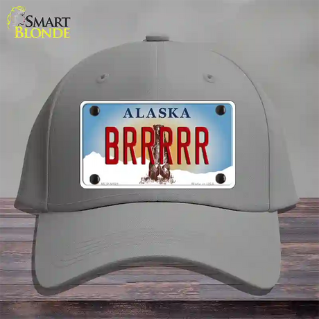 Brrrrr Alaska State Novelty License Plate Hat Cotton / Gray